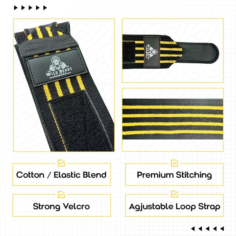 WildBeast Elbow Wraps for Weightlifting Men (Pair), Stretchable 41" Elbow Compression Strap, Weightlifting Straps for Bench Press, Strength Training & Fitness Support, Elbows Straps for Golfer's Elbows & Tendonitis - Image 3